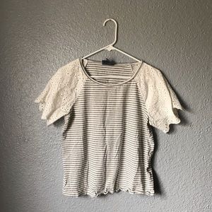 Modcloth Striped Top with Eyelet Sleeves